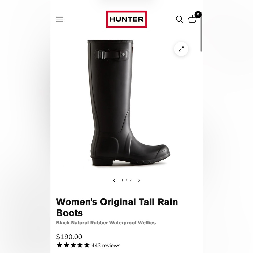 Hunter Black Tall Rain Boots